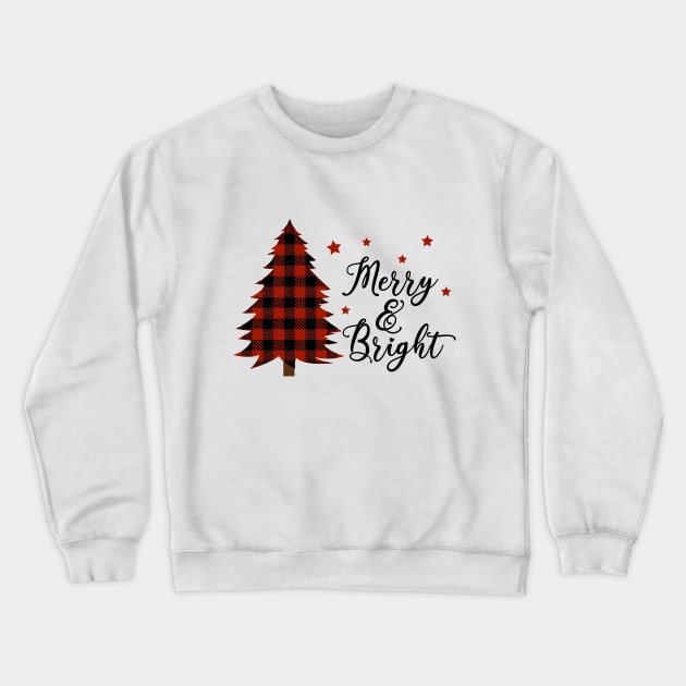 Merry And Bright. Plaid design Crewneck Sweatshirt by Satic